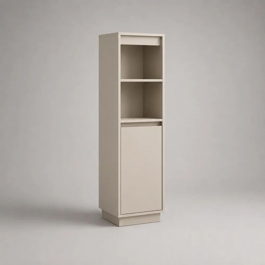 Meuble colonne de rangement en bois beige avec 2 niches et 1 porte, 40 × 35 × 150 cm